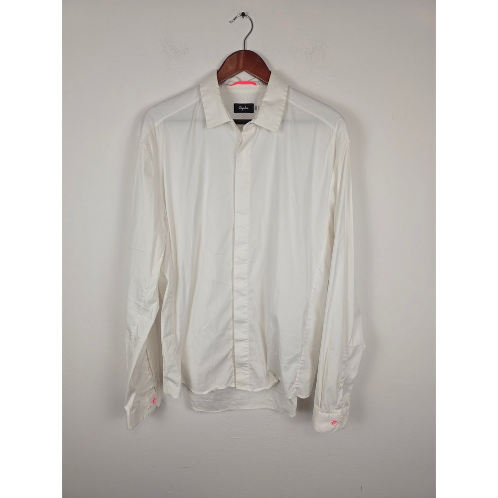 Rapha Poplin Shirt White Long Sleeve Button Up Cycling Men's XXL‎